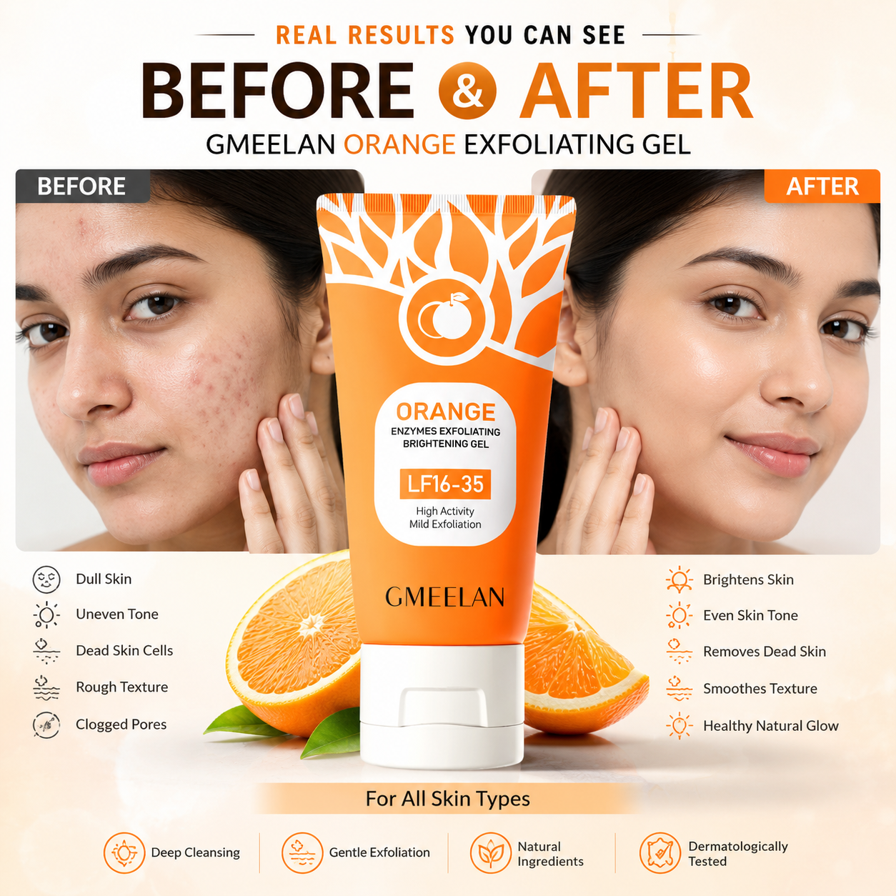 Orange Exfoliating gel (face/body gel) buy one get 1 free.