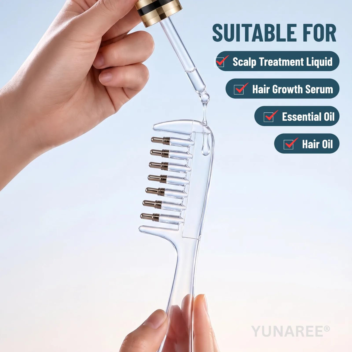 Hair Oil Applicator Comb with Roller Ball
