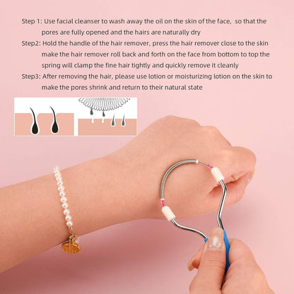 Facial Hair Remover for Women - Spring Epilator for Face, Lip & Chin
