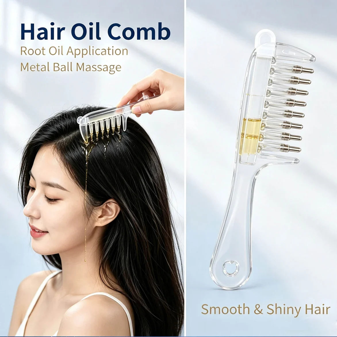 Hair Oil Applicator Comb with Roller Ball