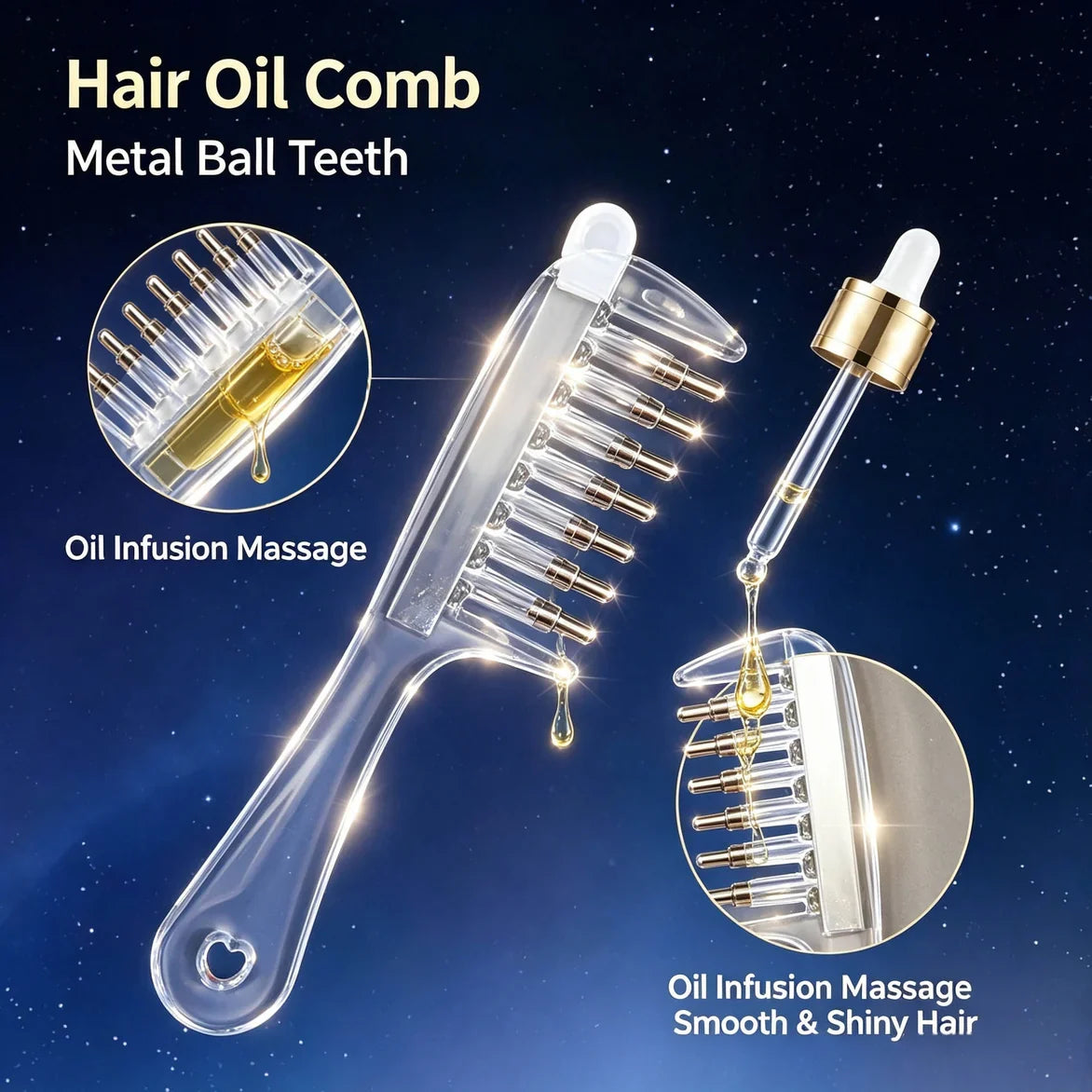 Hair Oil Applicator Comb with Roller Ball