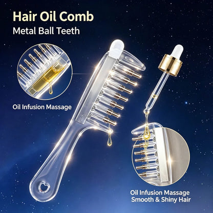 Hair Oil Applicator Comb with Roller Ball