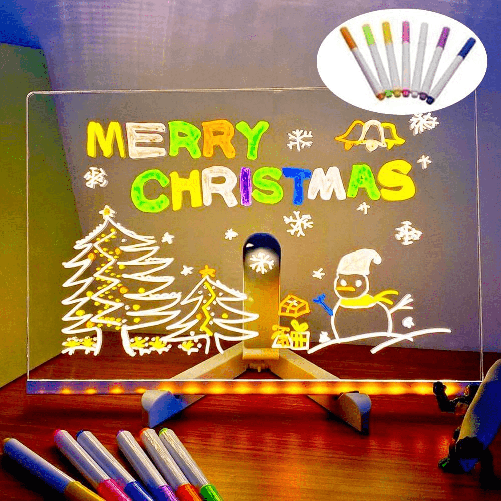 LED Writing Message Board with 7 Neon Pens
